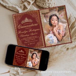 Quinceanera Red gold Ornate Princess Tiara