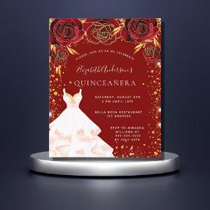 Quinceanera red gold white dress budget  flyer