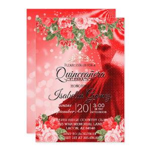 Quinceañera  Red Gown and Flowers