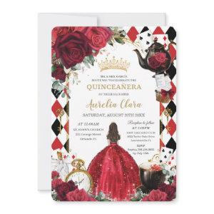 Quinceanera Red Roses Floral Alice in Wonderland
