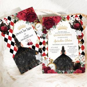 Quinceanera Red Roses Floral Alice in Wonderland
