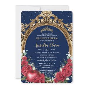 Quinceañera Red Roses Floral Snow White Gold Frame