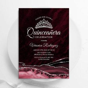Quinceanera Red Silver Agate Marble