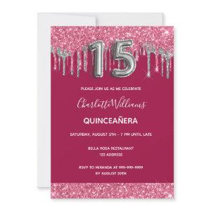 Quinceanera red silver glittermdrips elegant