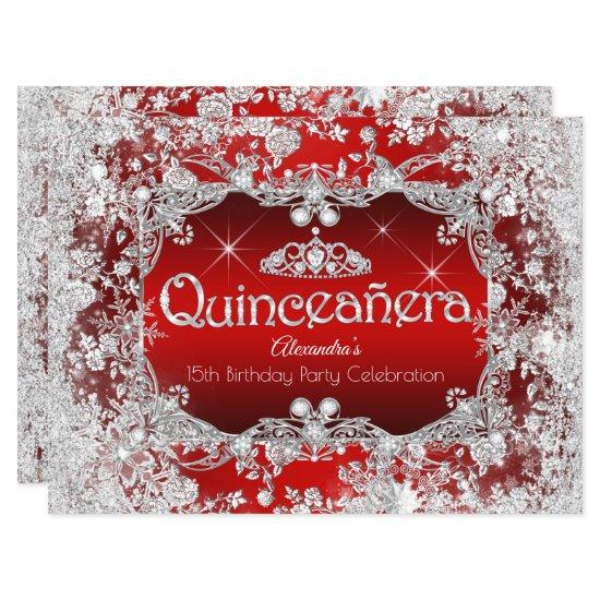 Quinceanera Red Silver Tiara Winter Wonderland