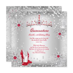 Quinceanera Red Silver Winter Wonderland