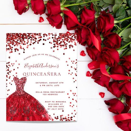 Quinceanera red white dress budget  flyer