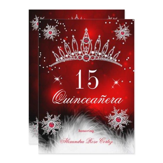 Quinceanera Regal Red Snowflake 15th Birthday