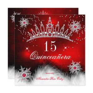 Quinceanera Regal Red Snowflake 15th Birthday