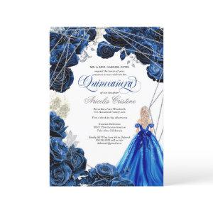 Quinceañera Regal Royal Blue & Silver w Gown Invit