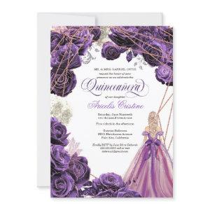 Quinceañera Regal Royal Purple & Rose Gold & Gown