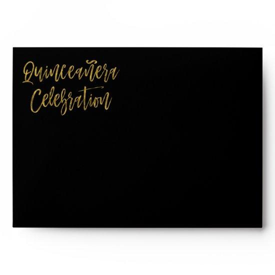 Quinceanera Return Address Printed on Back Envelope
