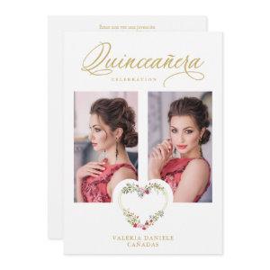 Quinceañera Romantic Pink & Red Shades Heart