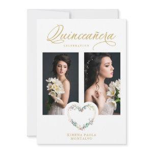 Quinceañera Romantic Pink Shades Faux Gold Floral