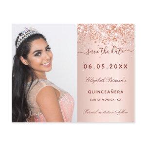 Quinceanera rose blush photo budget Save the Date Flyer