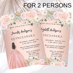 Quinceanera rose dress floral 2 girls