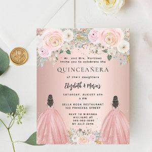 Quinceanera rose dress floral 2 girls