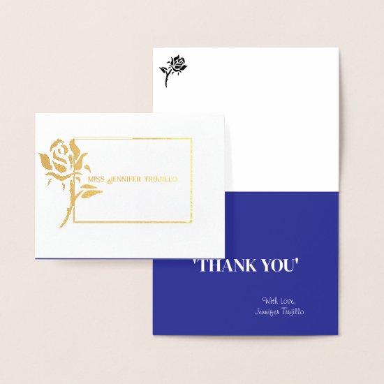 Quinceanera Rose Foil Custom Thank You  Foil Card