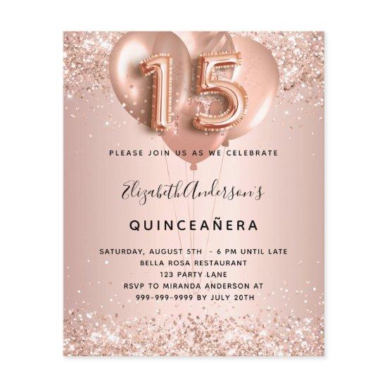 Quinceanera rose gold balloons