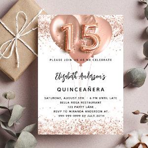 Quinceanera rose gold balloons white