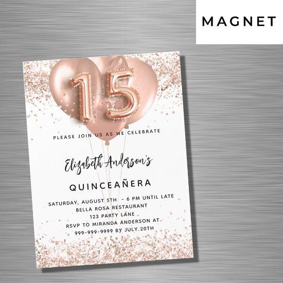 Quinceanera rose gold balloons white luxury magnetic