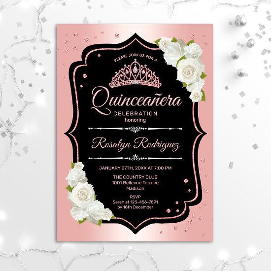 Quinceanera - Rose Gold Black White