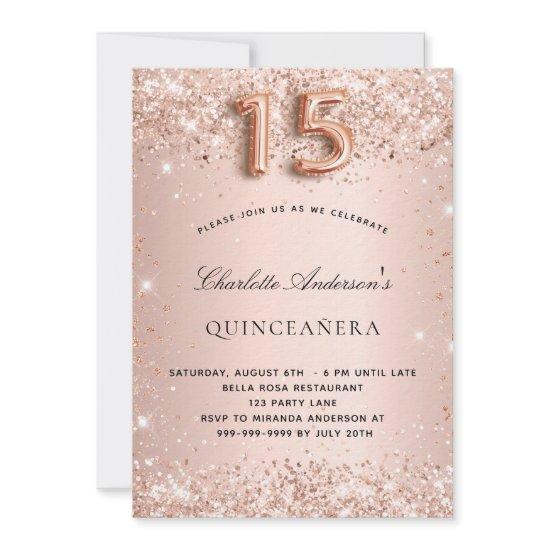 Quinceanera rose gold blush glitter dust luxury