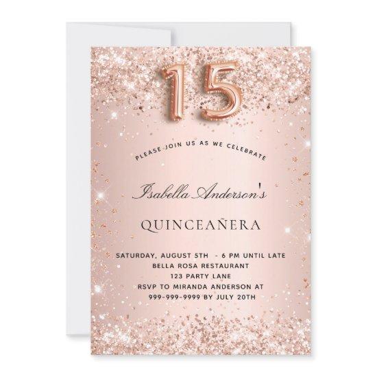Quinceanera rose gold blush glitter
