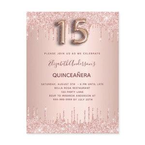 Quinceanera rose gold blush  postcard