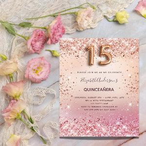 Quinceanera rose gold blush pink confetti  postcard