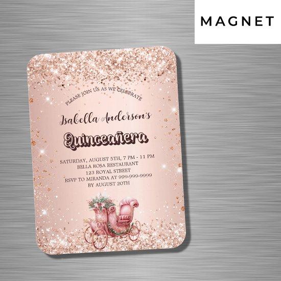 Quinceanera rose gold carriage luxury  magnet