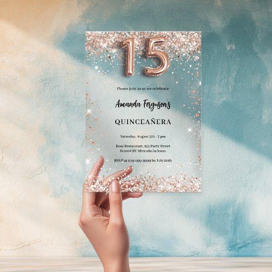 Quinceanera rose gold clear party acrylic