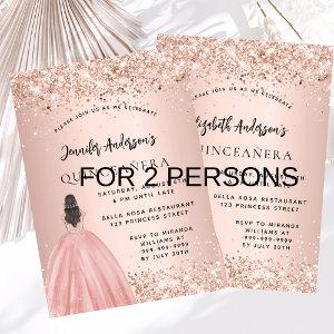Quinceanera rose gold dress 2 persons twins luxury