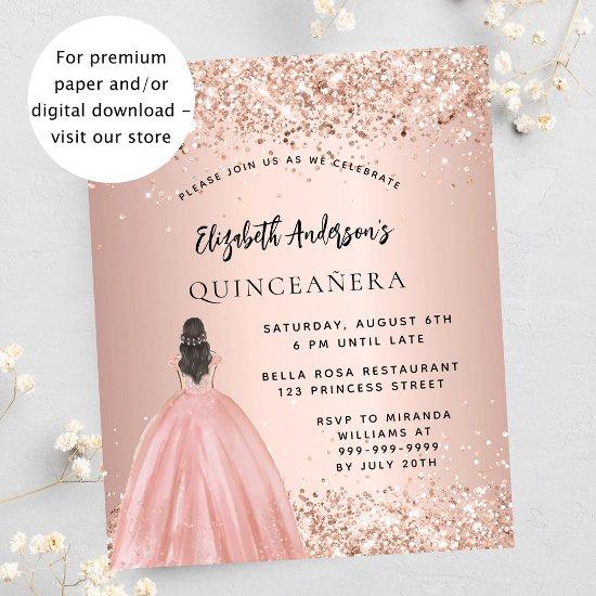 Quinceanera rose gold dress budget  flyer