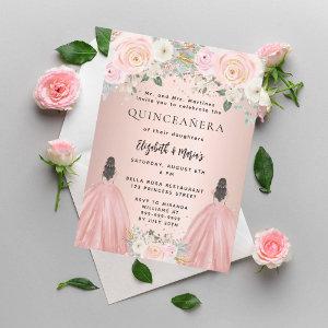 Quinceanera rose gold dress floral 2 girls luxury