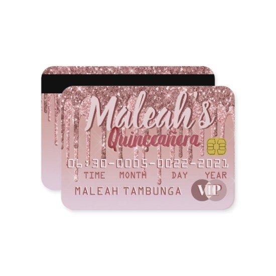 Quinceañera Rose Gold Drip Glitter