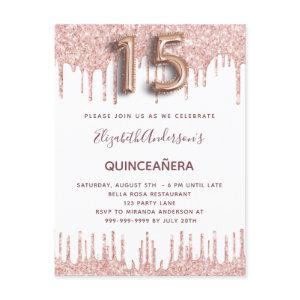 Quinceanera rose gold drips pink  postcard