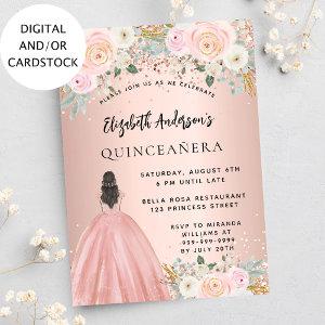 Quinceanera rose gold flowers dress