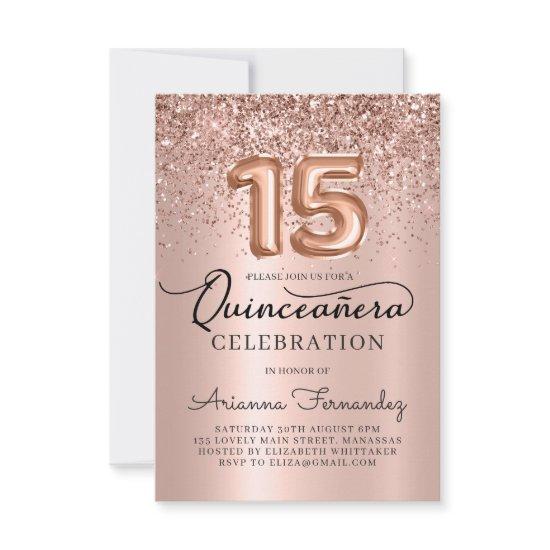 Quinceañera Rose Gold Glitter 15th Birthday