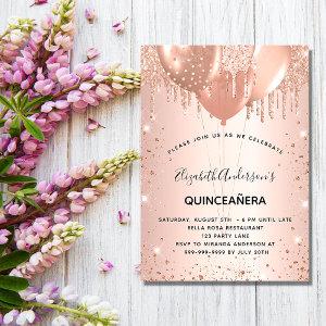 Quinceanera rose gold glitter balloons luxury