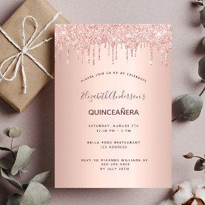 Quinceanera rose gold glitter drip glam sparkle