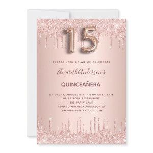 Quinceanera rose gold glitter drips blush