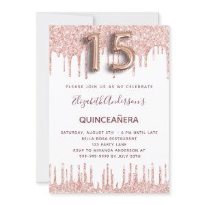 Quinceanera rose gold glitter drips pink
