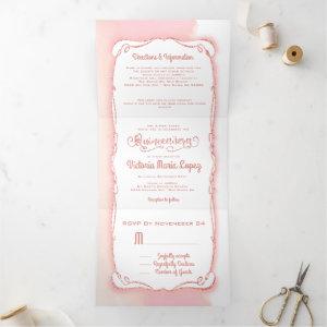 Quinceanera Rose Gold Glitter Mexican Fiesta Tri-Fold