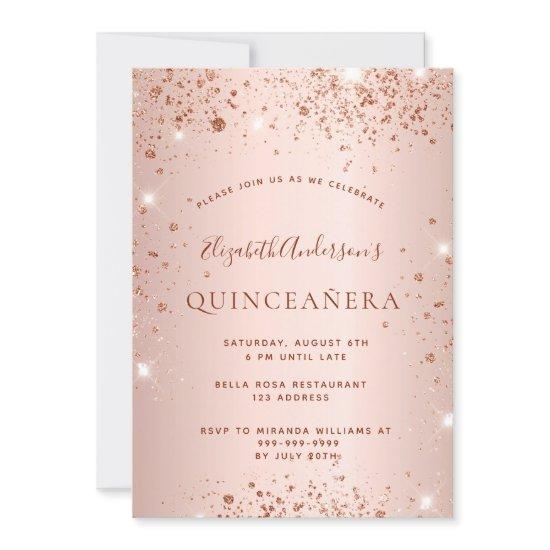 Quinceanera rose gold glitter sparkle glam