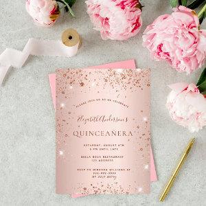 Quinceanera rose gold glitter sparkle glam  postcard