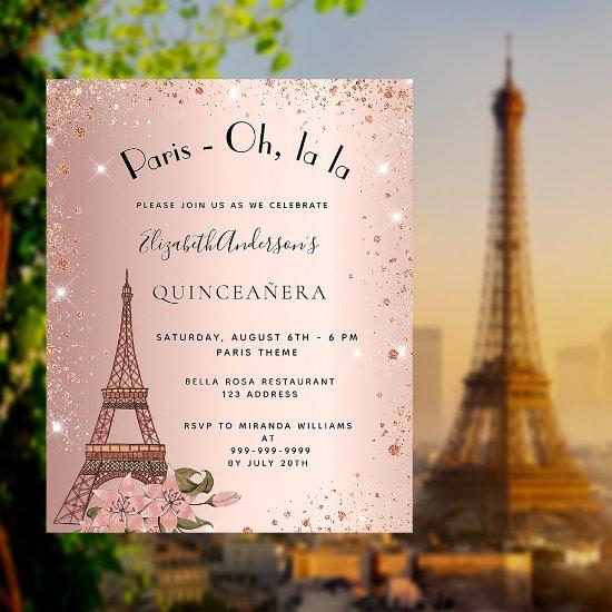 Quinceanera rose gold Paris budget  Flyer