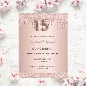 Quinceanera rose gold pink drips