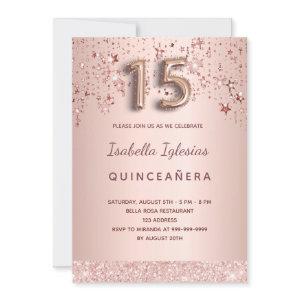 Quinceanera rose gold pink stars