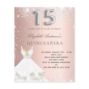 Quinceanera rose gold silver dress